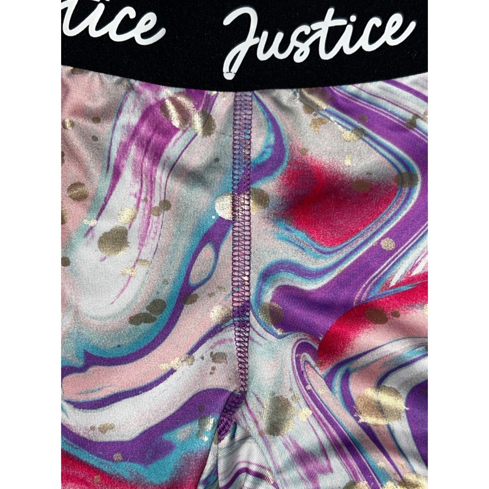 Justice Girls Gymnastics Leotard and Shorts Set Purple Marble Gold Foil XS 5/6 - Picture 7 of 8